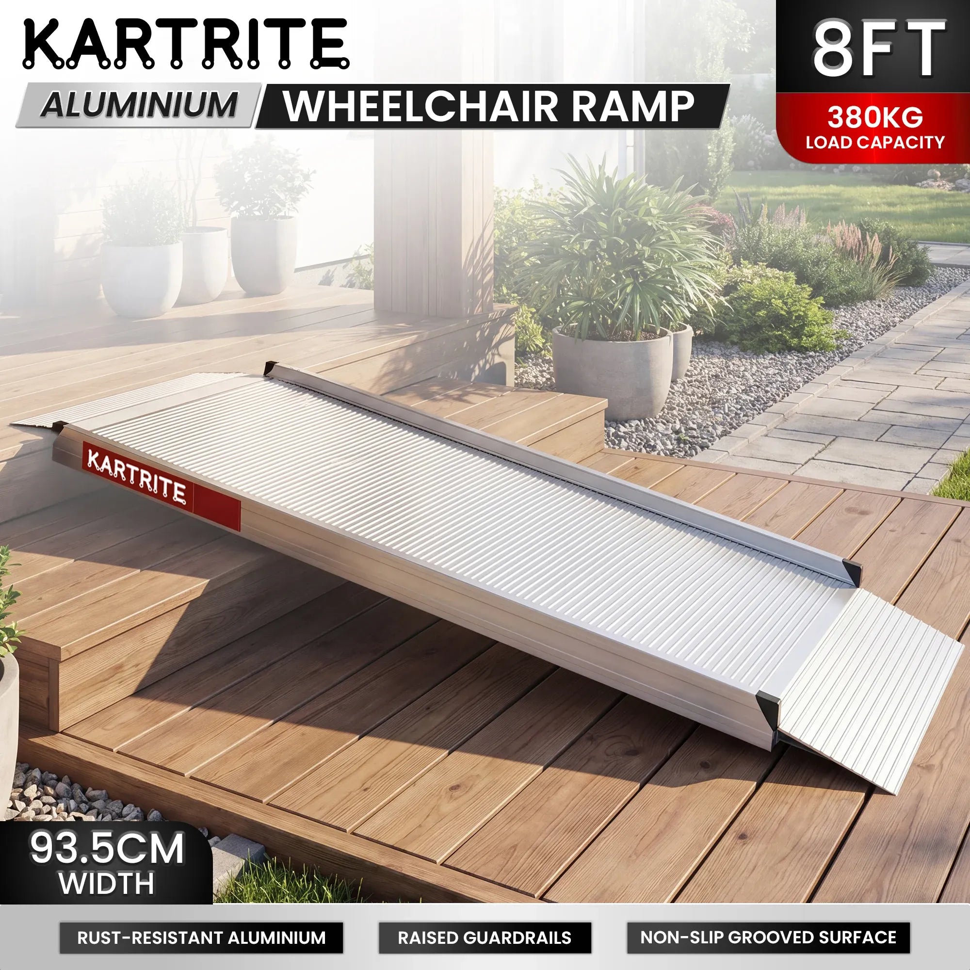 Kartrite 8ft Aluminium Wheelchair Ramp 380kg Capacity 93.5cm Width