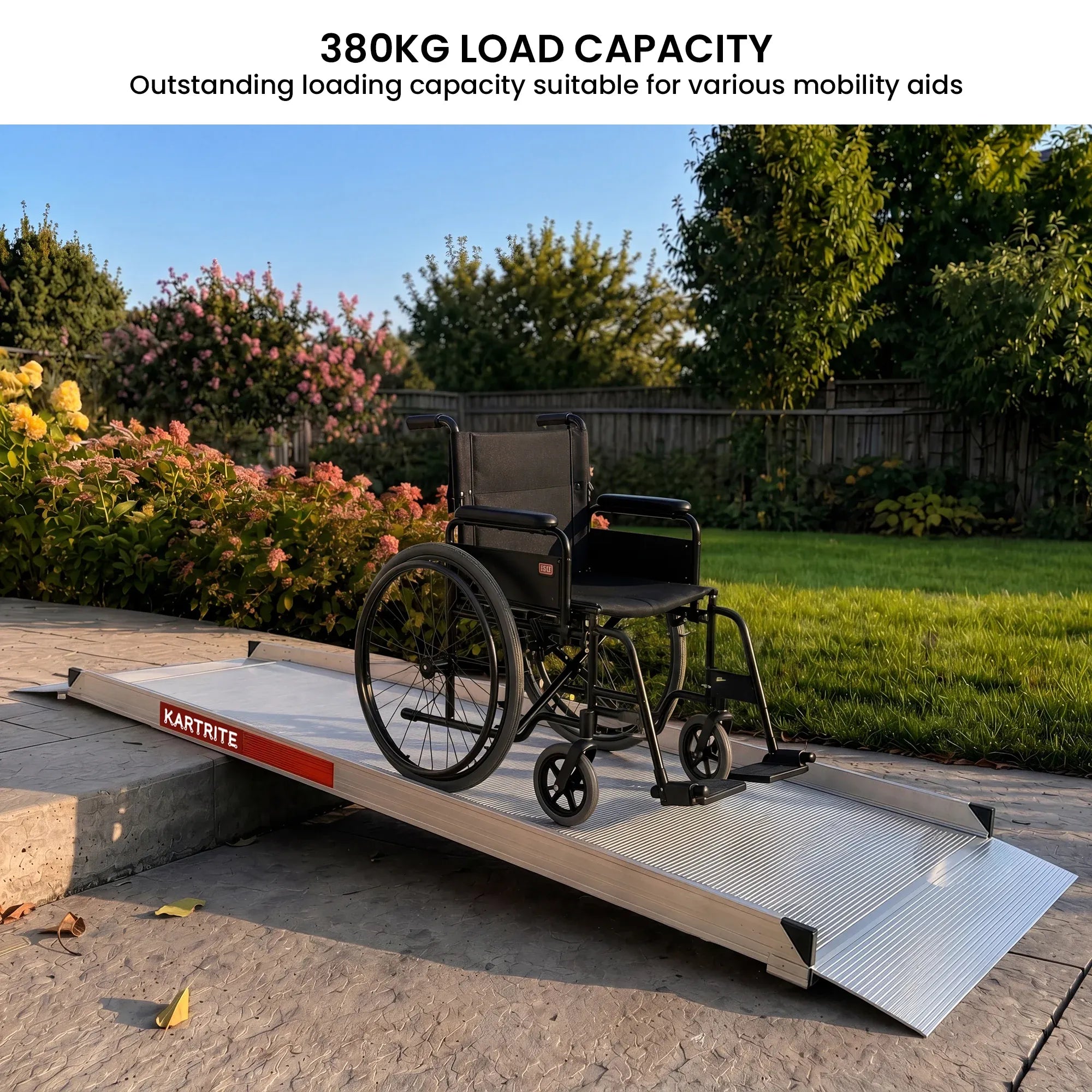 Kartrite 8ft Aluminium Wheelchair Ramp 380kg Capacity 93.5cm Width