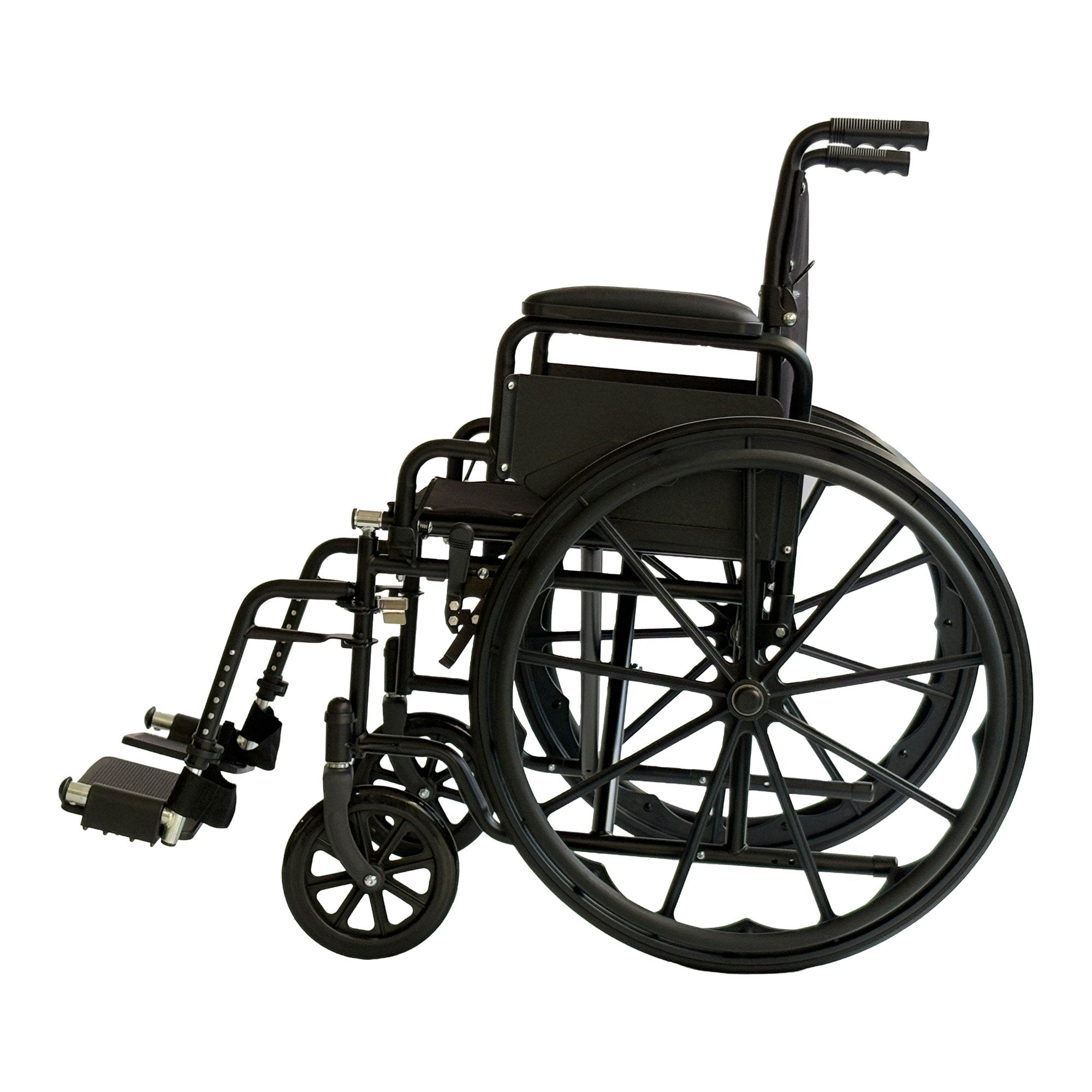 Orthonica 24-Inch Wheelchair Foldable Lightweight Black Steel Frame