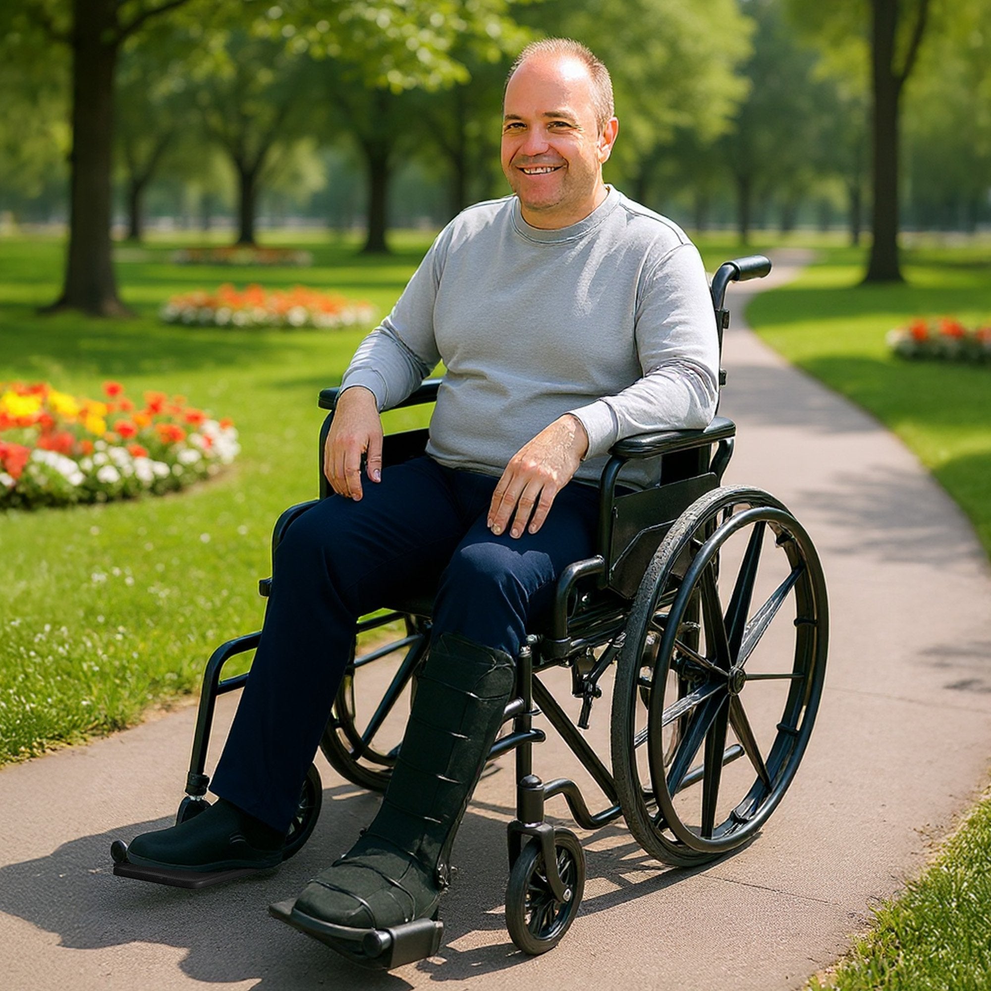 Orthonica 24-Inch Wheelchair Foldable Lightweight Black Steel Frame