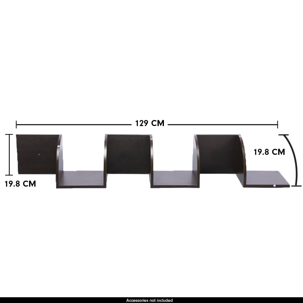 Decorative 5 Tier Corner Wall Shelf, Zig-Zag Design, Dark Brown