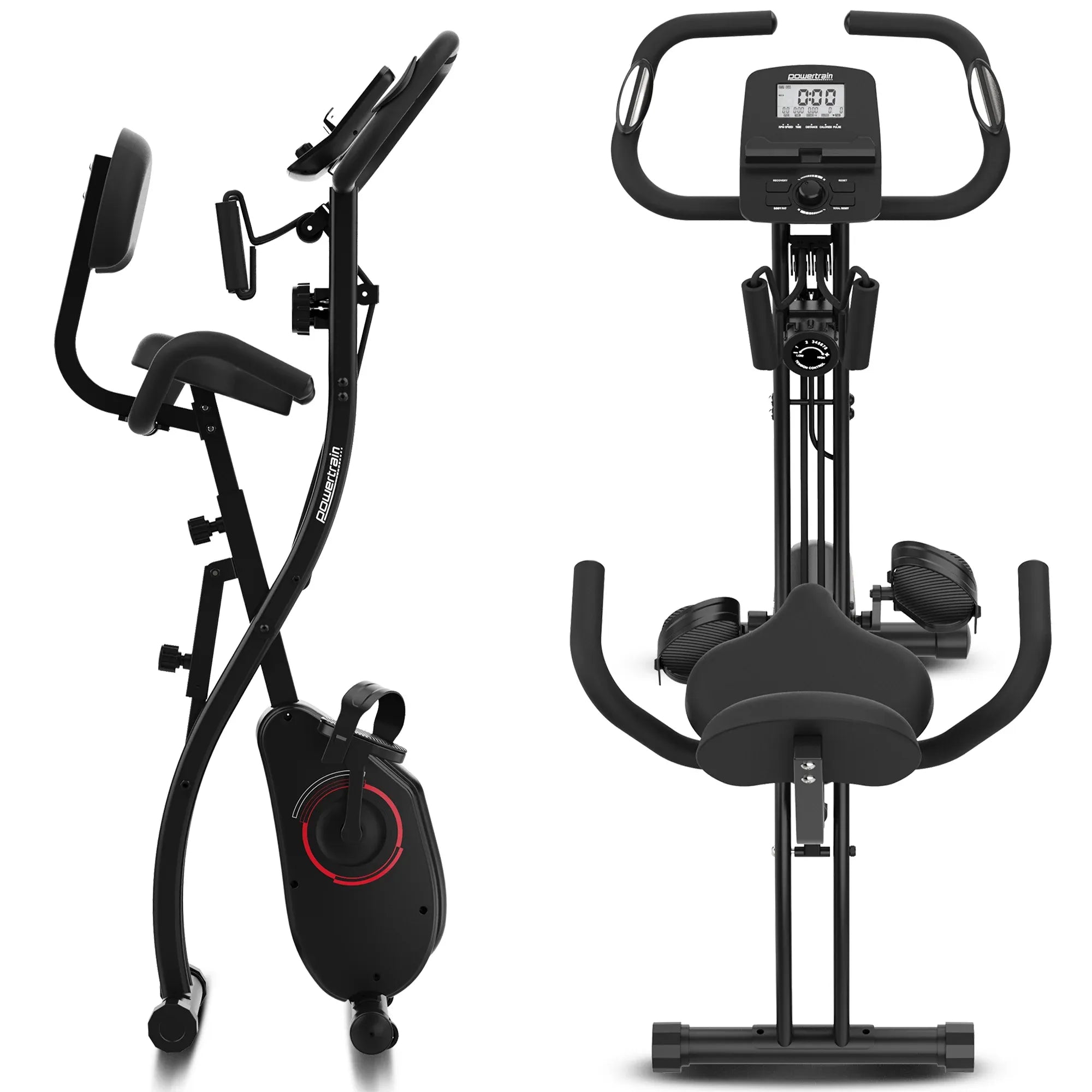 Powertrain 135E 4-in-1 Foldable X-Bike with LCD Display and Resistance Bands