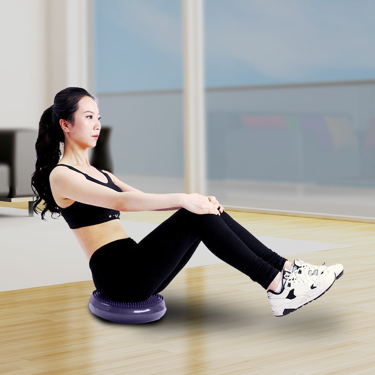 34.5cm Purple PVC Stability Yoga Disc w/ Pump