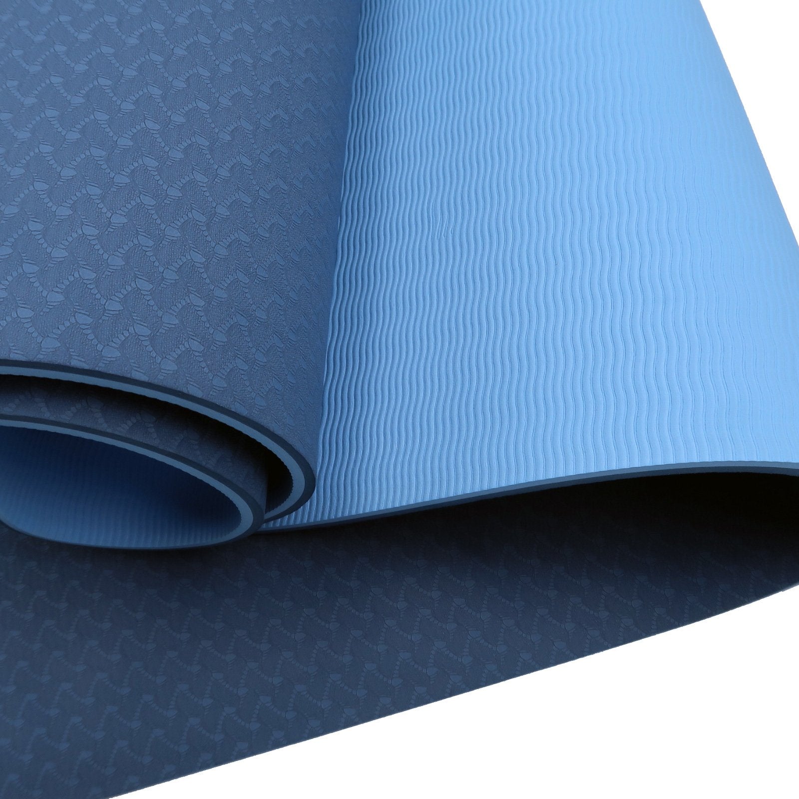 Eco-friendly 8mm TPE Yoga Mat, Non-slip, Dark Blue, Powertrain