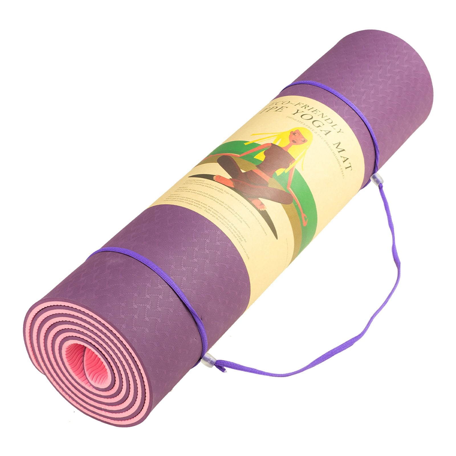 Powertrain 183cm TPE Yoga Mat 8mm Dark Purple