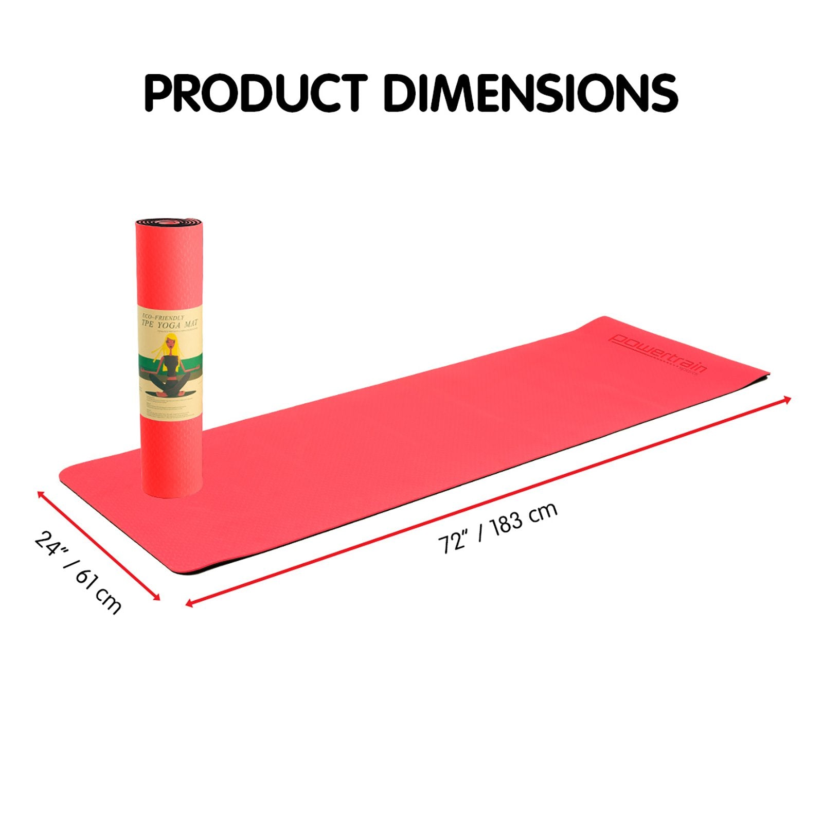 Powertrain 8mm Yoga Mat TPE Non-Slip Red