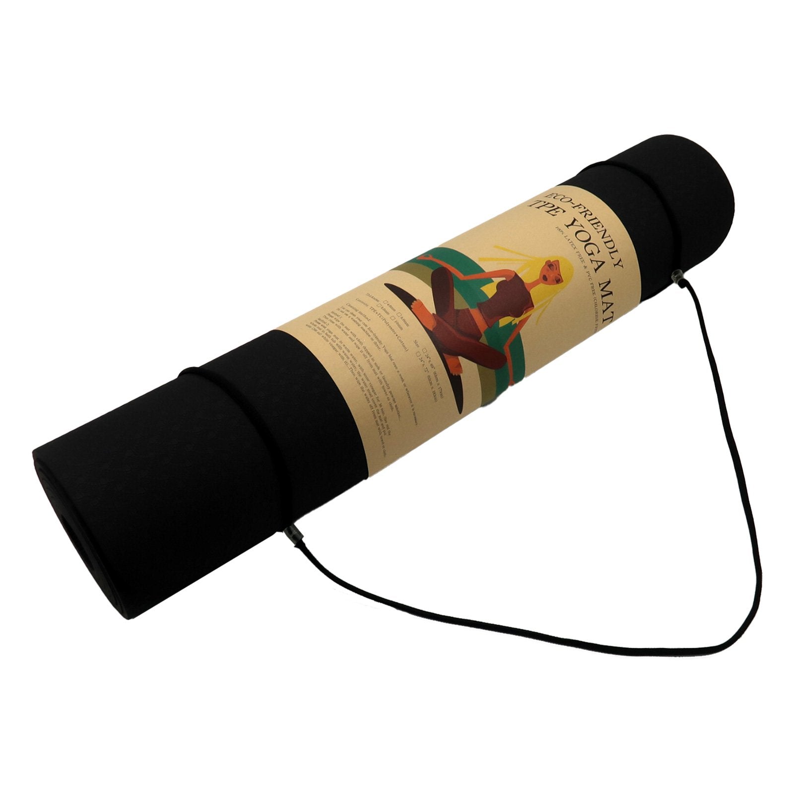 Eco-friendly 6mm Non-Slip Yoga Mat with Carry Strap - Powertrain