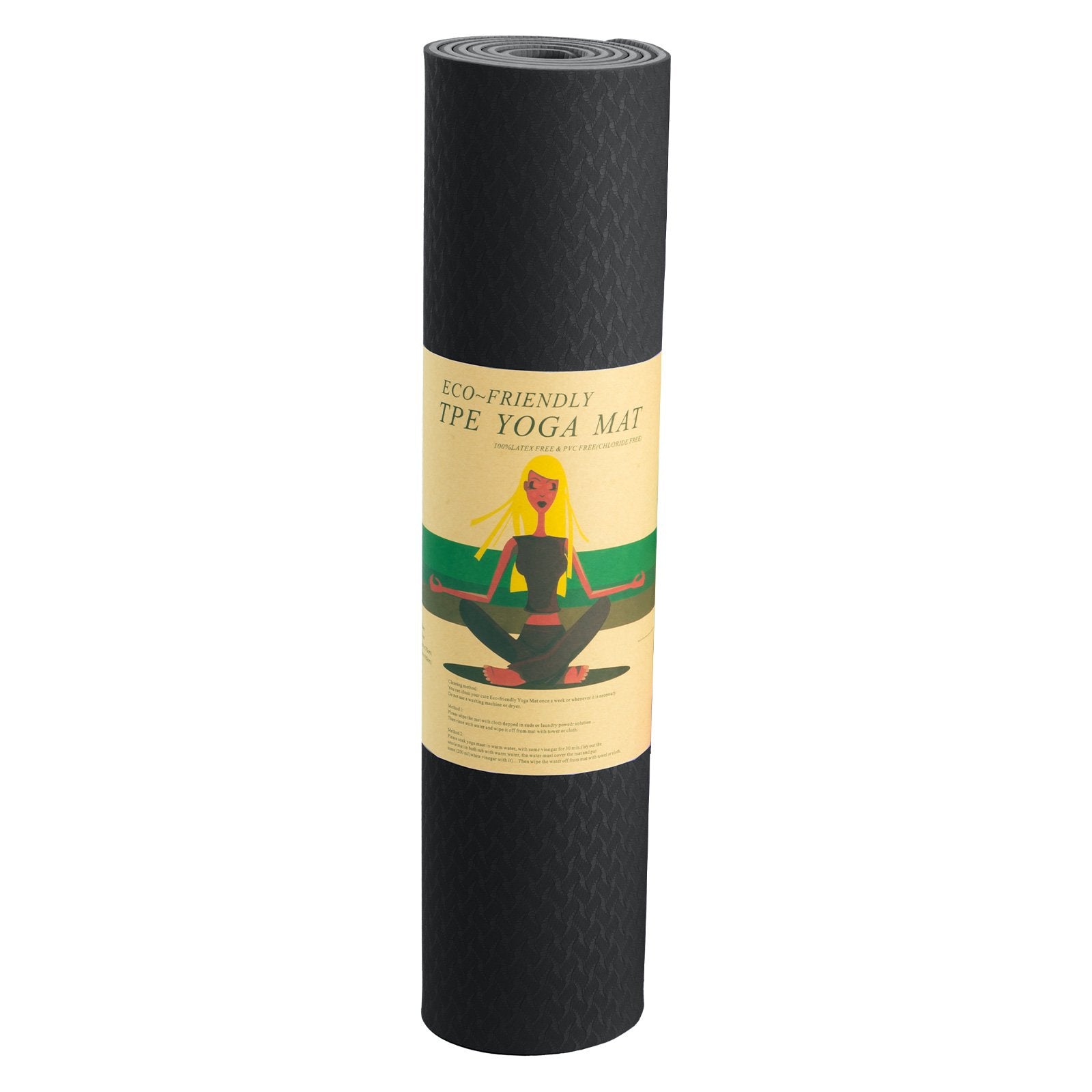 Eco-friendly 6mm Non-Slip Yoga Mat with Carry Strap - Powertrain