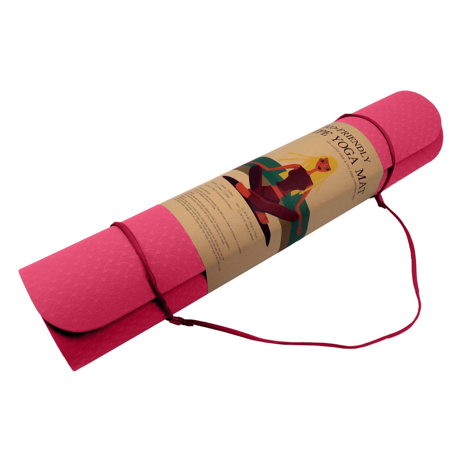 Eco-friendly 6mm Non-slip TPE Yoga Mat, Rose Pink - Powertrain