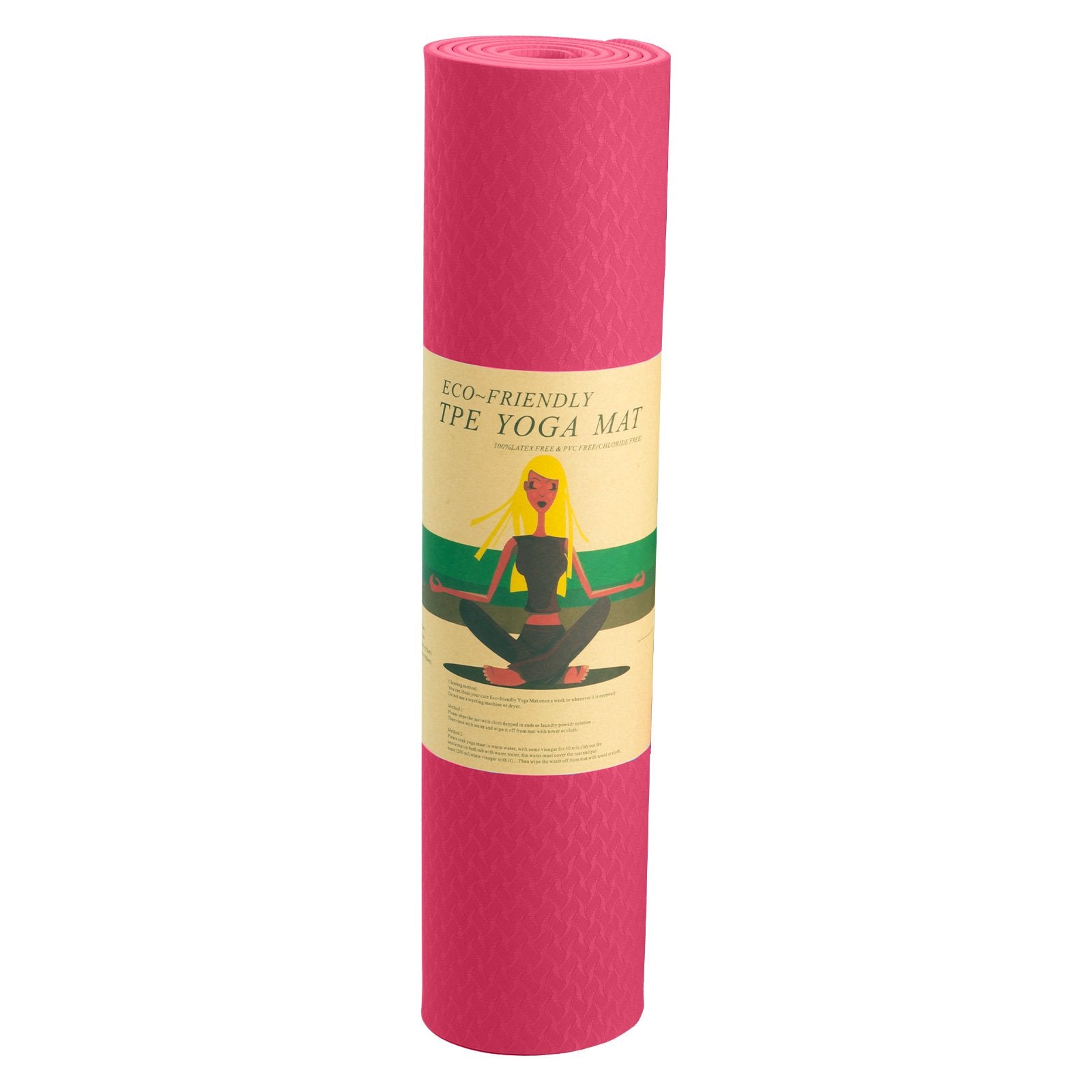 Eco-friendly 6mm Non-slip TPE Yoga Mat, Rose Pink - Powertrain