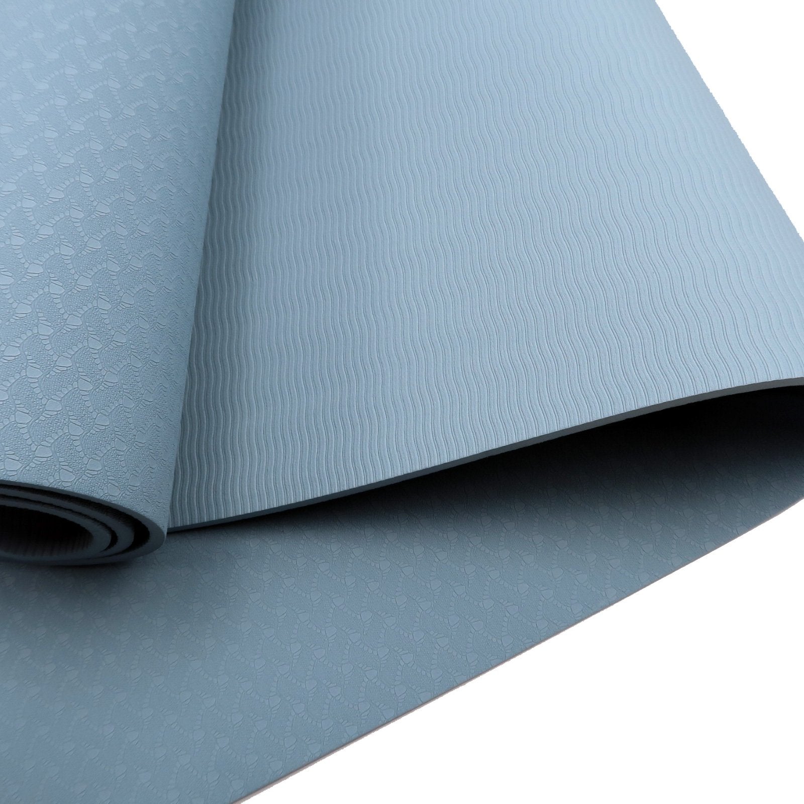 Eco-friendly Non-slip 6mm TPE Yoga Mat, Sky Blue + Strap