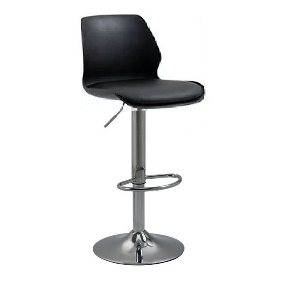 Black PU Leather Swivel Bar Stools with Backrest, Set of 2