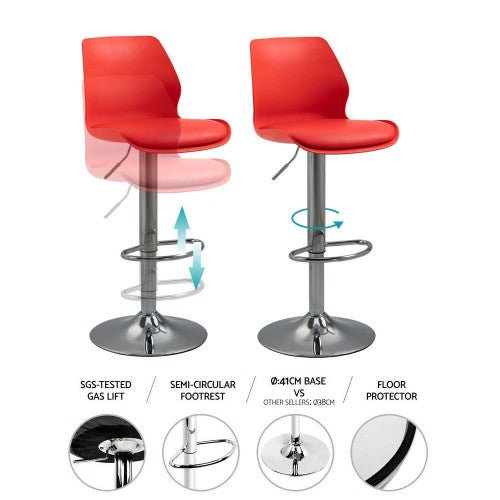 Adjustable PU Leather Swivel Bar Stools with Backrest x2