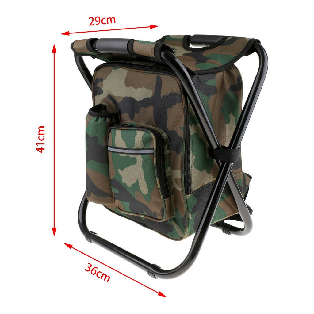 Green Folding Backpack Chair with Cooler, 150kg Load