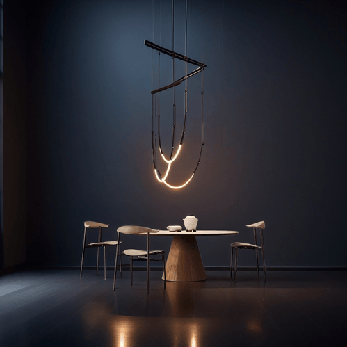 BAMDECOR Minimalistic Retro LED Minimalism Designer Lustre Hanging Lamps Slender-Shape LED Pendant Light Black