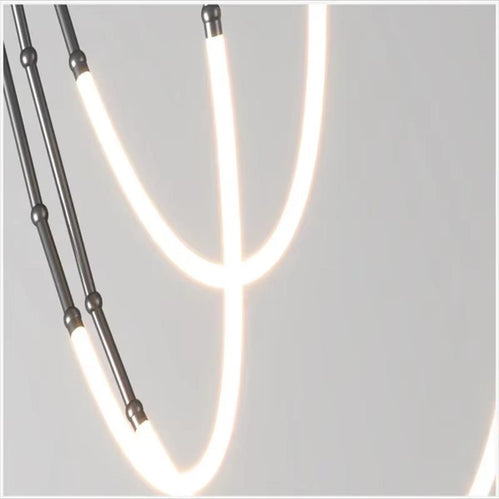 BAMDECOR Minimalistic Retro LED Minimalism Designer Lustre Hanging Lamps Slender-Shape LED Pendant Light Black