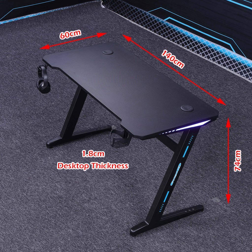 140cm RGB Gaming Desk, Ergonomic, Carbon Fiber Surface