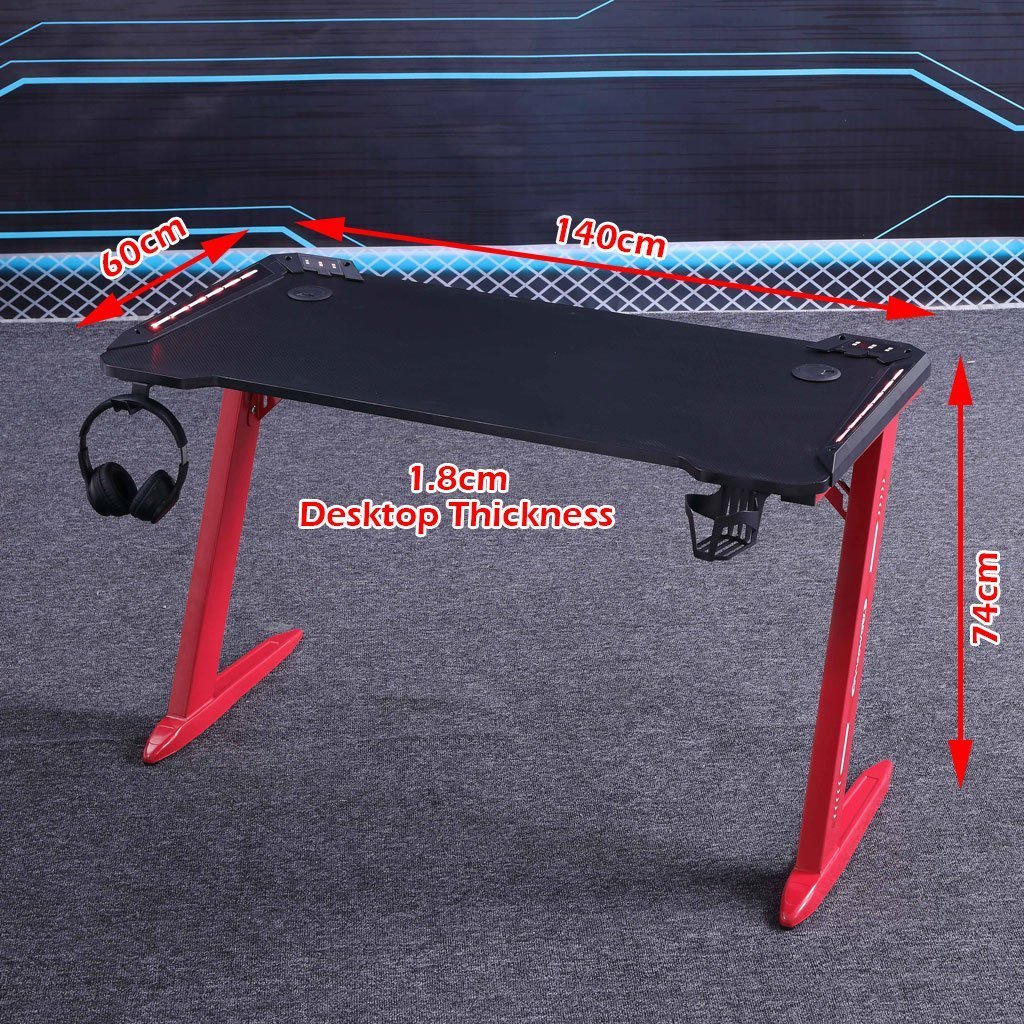 140cm RGB Gaming Desk, Ergonomic, Carbon Fiber Surface