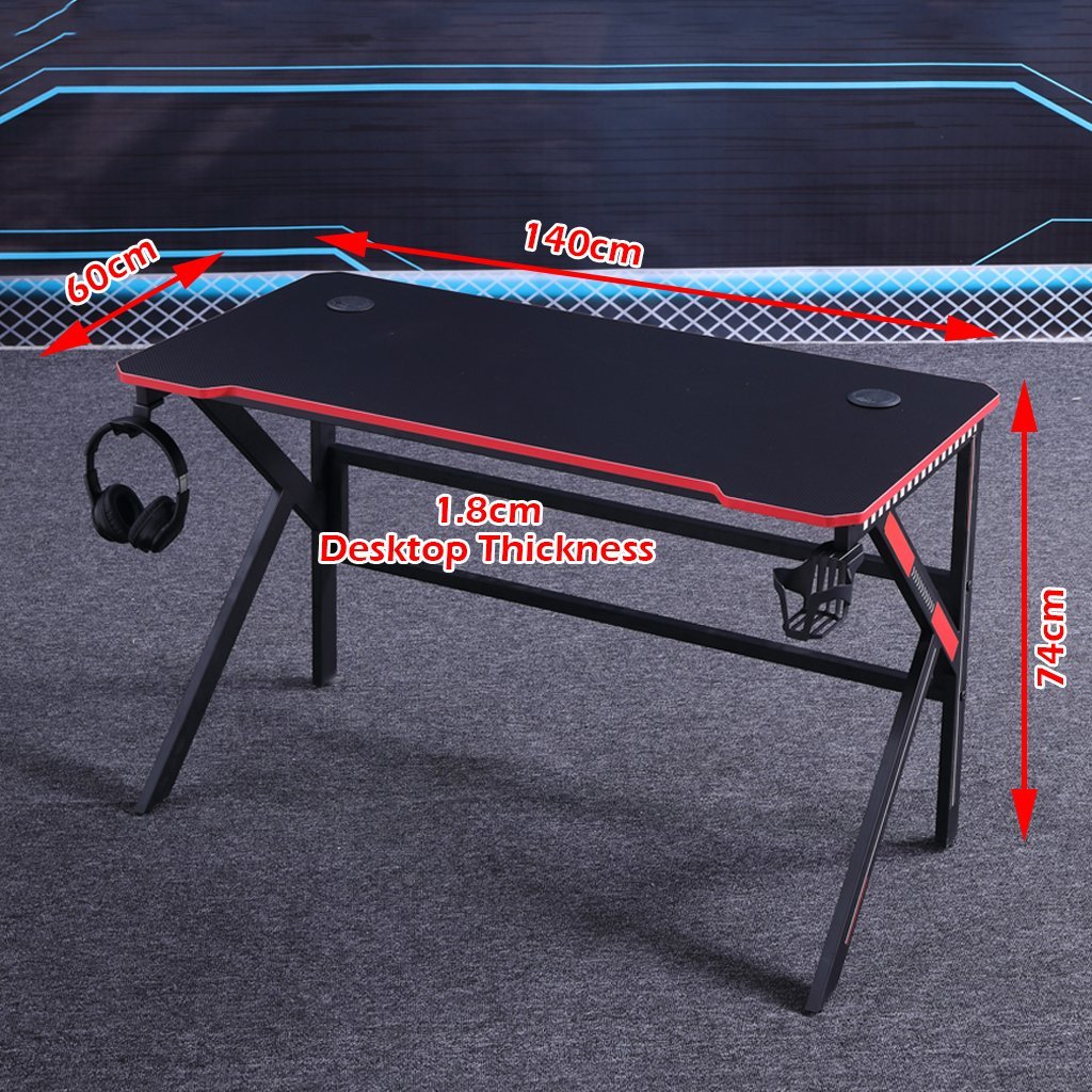 RGB Ergonomic Gaming Desk w/ Carbon Fiber Surface, 140cm