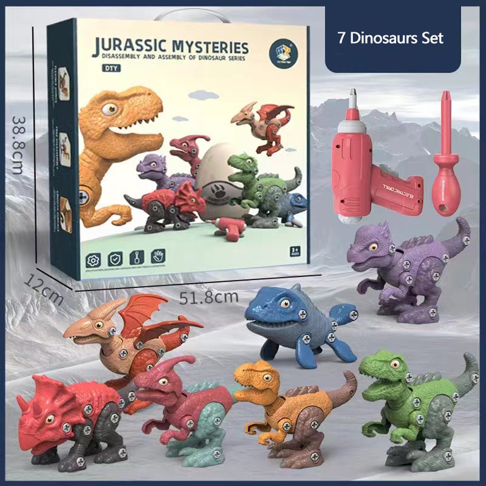 Interactive Dinosaur Building Blocks Kit with Battery Drill, 5pcs