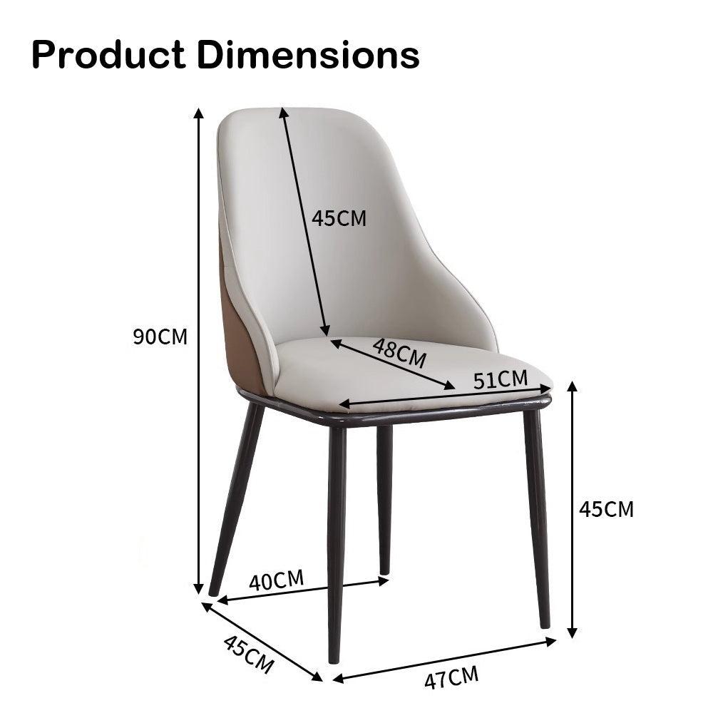 VELLUTO Dining Chair Modern upholstered Leather Kitchen Chairs with armrests Bathtub Chair Leisure Lounge Chair Living Room Bedroom Home Set of 2 Light Grey Duo