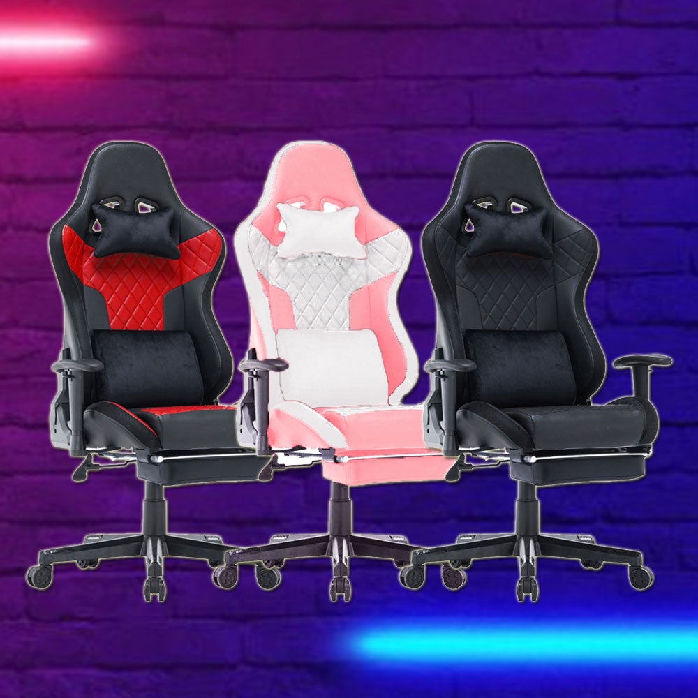 RGB Lights Bluetooth Speaker Gaming Chair, Ergonomic, 165° Reclining, 4D Armrest, Footrest | amazingooh