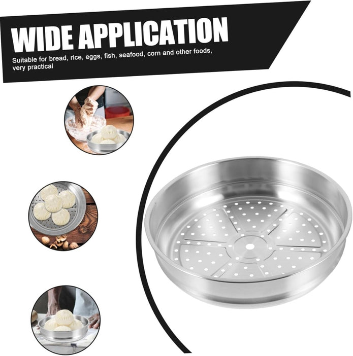 Housoutile 32cm Wok Steamer Dumpling Steamer Steaming Basket for Pot Dedicated Silver Accessories Stainless Steel Basket