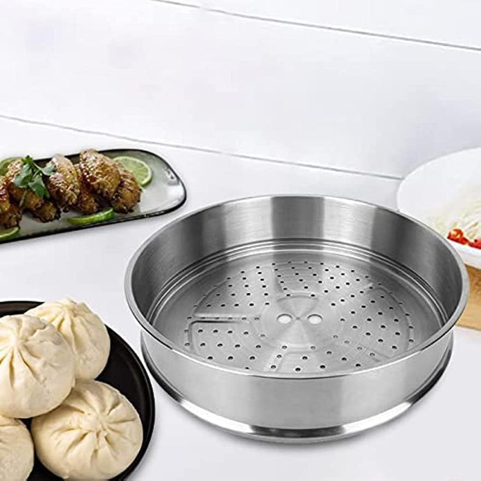 Housoutile 36cm Wok Steamer Dumpling Steamer Steaming Basket for Pot Dedicated Silver Accessories Stainless Steel Basket