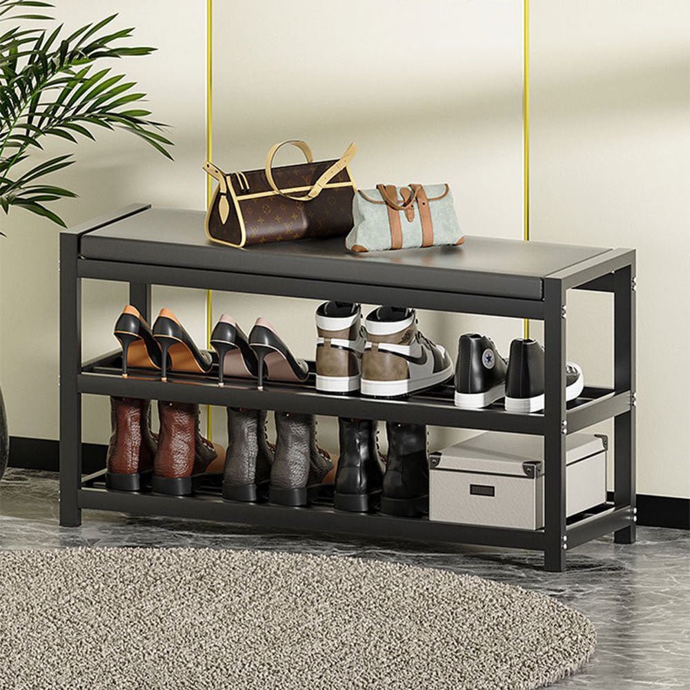 Sturdy Multi-layer Steel Shoe Rack with Bench and Cushion, 80cm