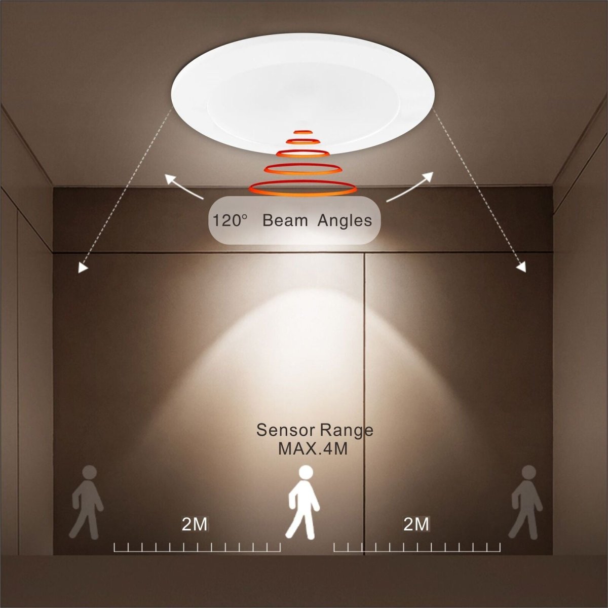 Ultra Slim Radar Sensor LED Downlight 90mm 10W Tri-Color