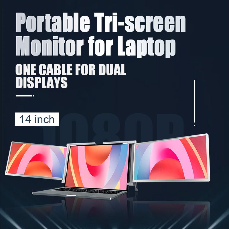 14" FHD IPS Triple Portable Monitor 1080P, Low Blue Light, Plug-and-Play, Ultra-Portable, FOPO