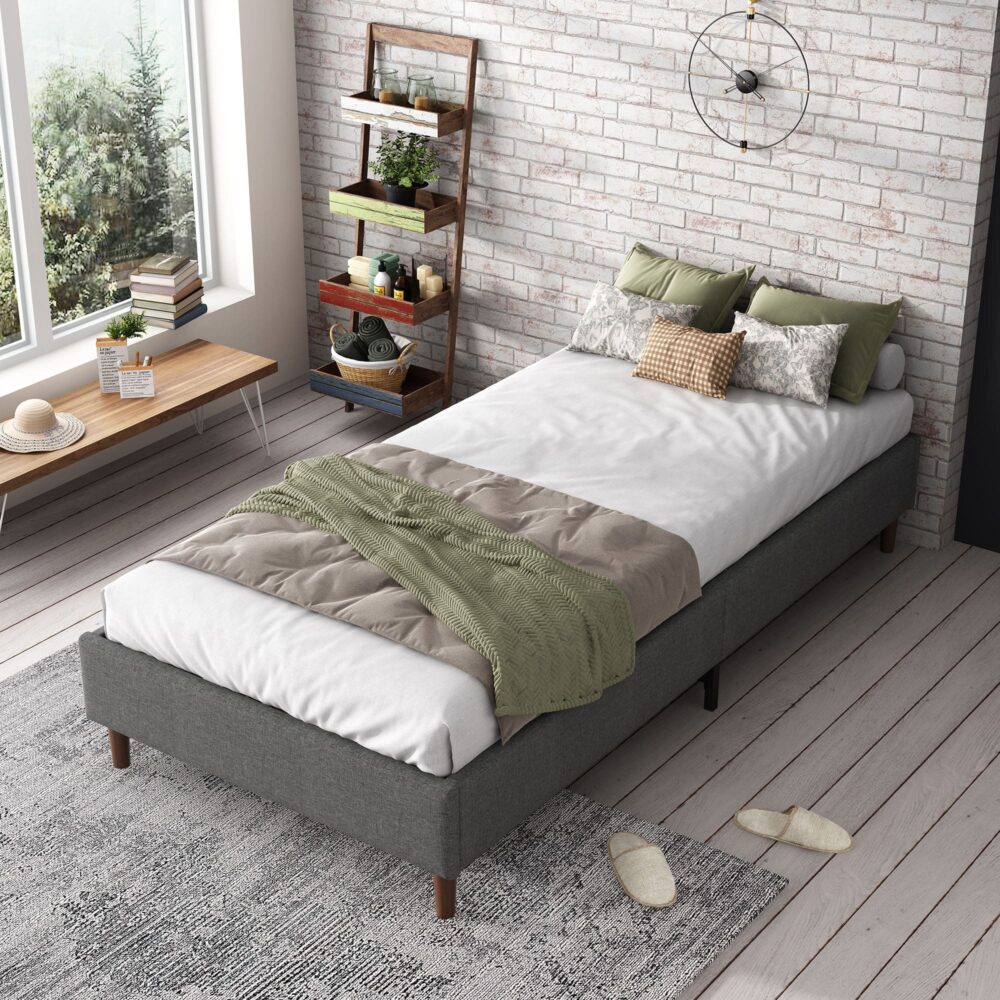 Bed Frame Mattress Foundation Dark Grey – Double