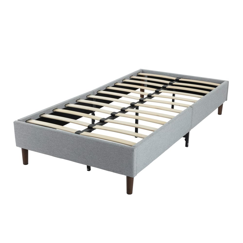 Bedframe with Wooden Slats Light Grey – Double