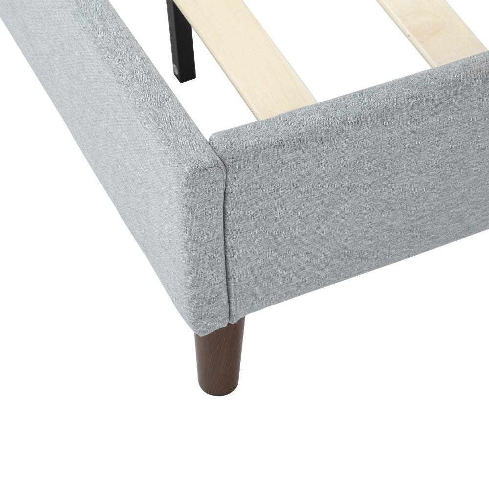 Bedframe with Wooden Slats Light Grey – Double