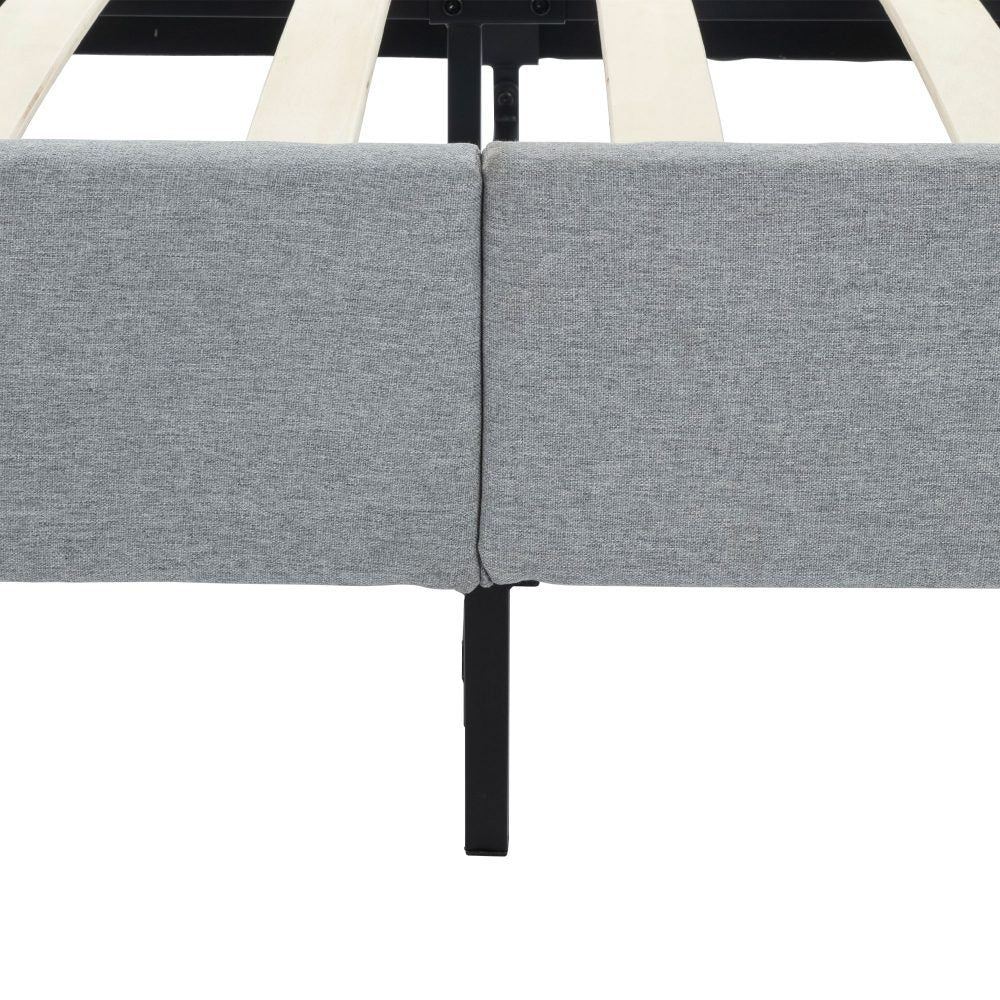 Bedframe with Wooden Slats Light Grey – Single