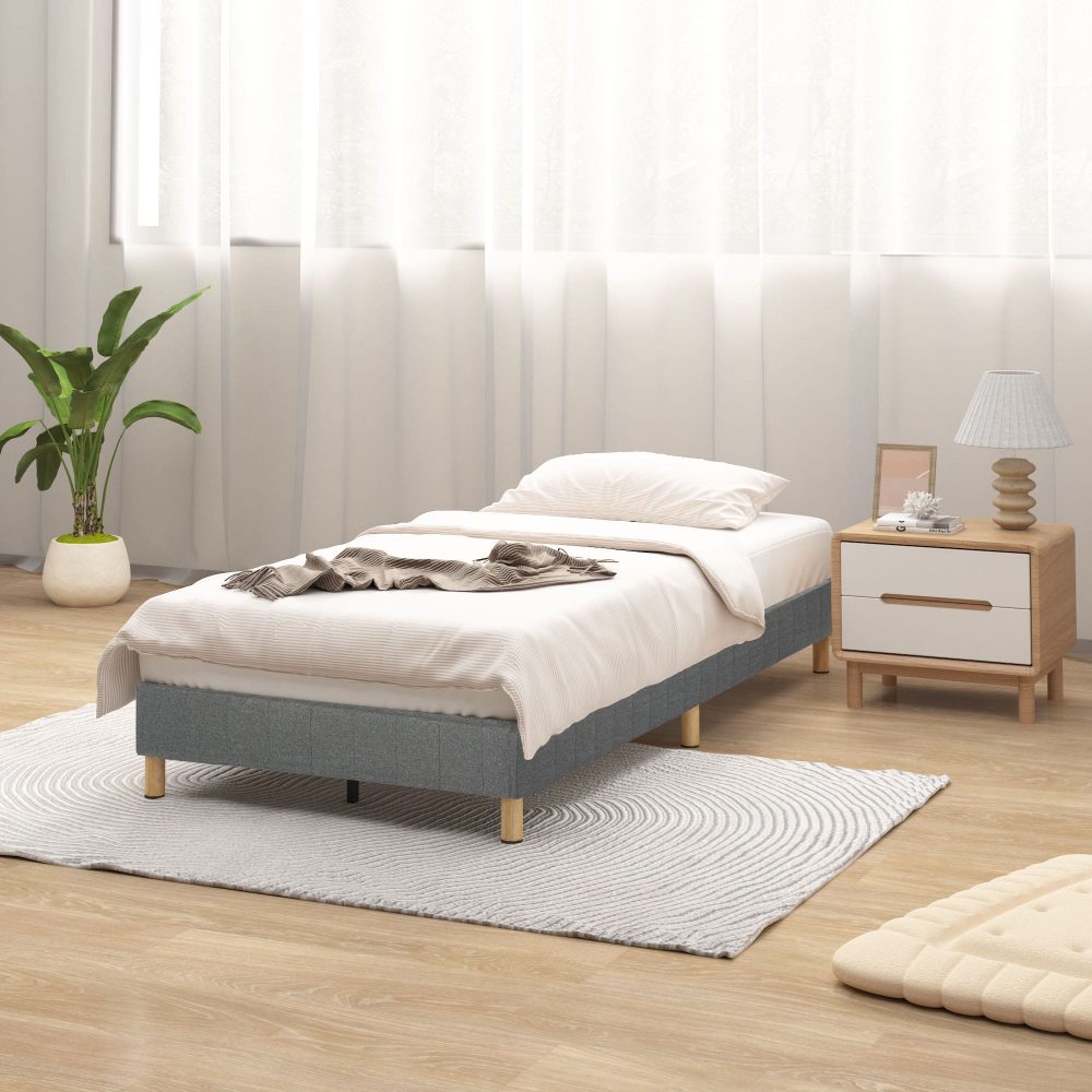 Metal Bedframe Mattress Foundation Dark Grey – Double