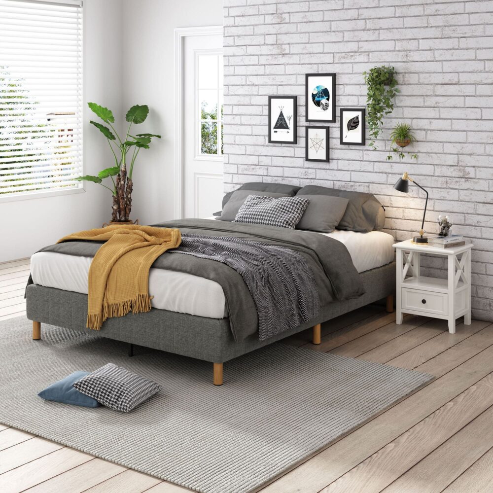Metal Bedframe Mattress Foundation Dark Grey – Single