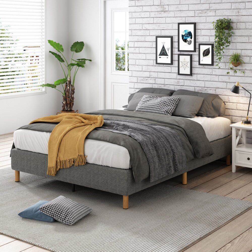 Metal Bedframe Mattress Foundation Dark Grey – Single
