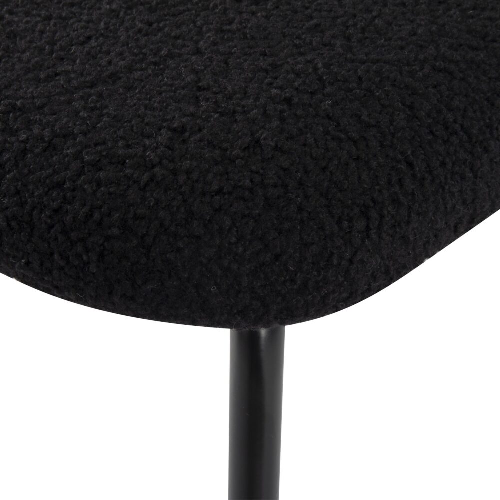 Charcoal Teddy Fabric Armless Dining Chairs Set of 2