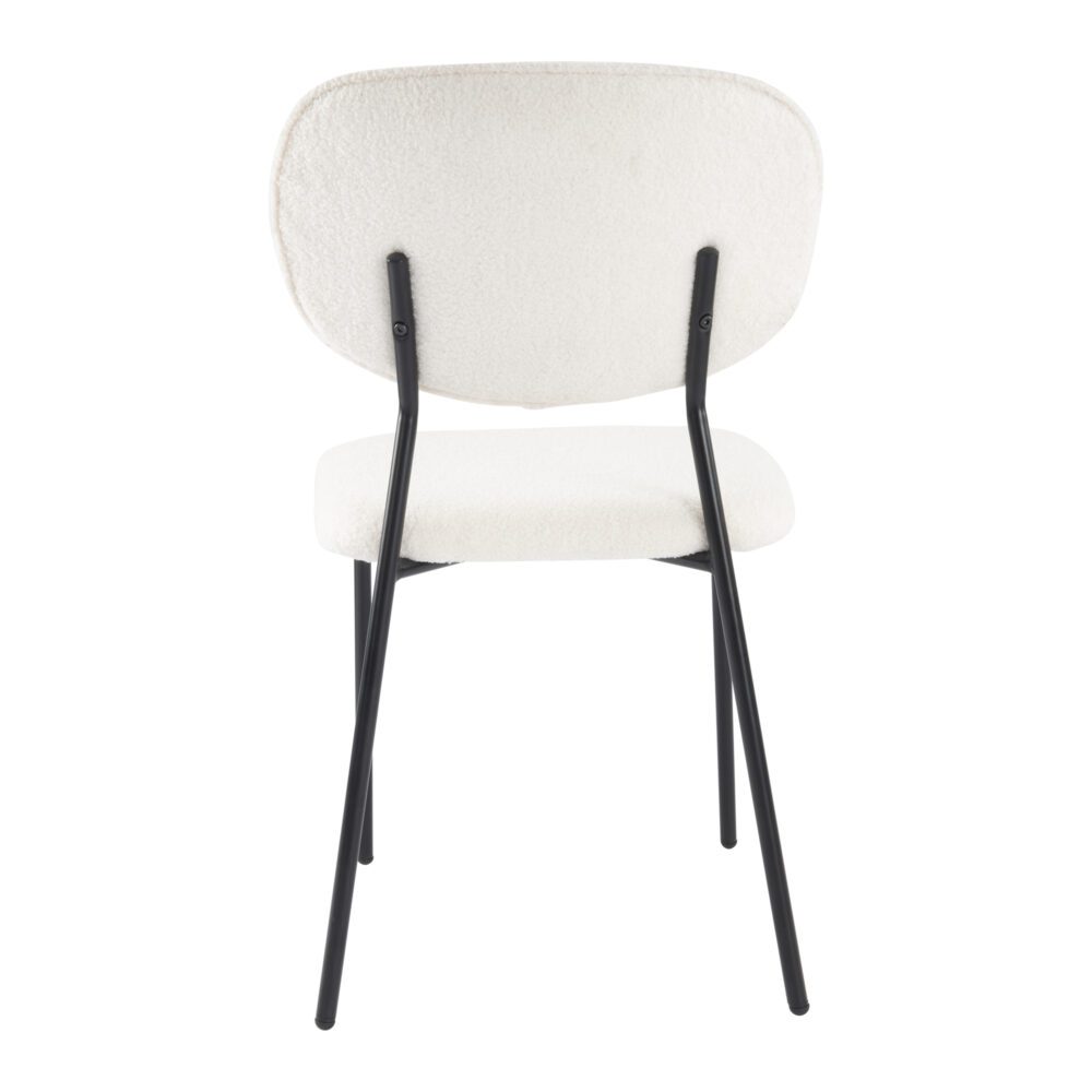 Soft White Teddy Fabric Dining Chair Set with Steel Legs