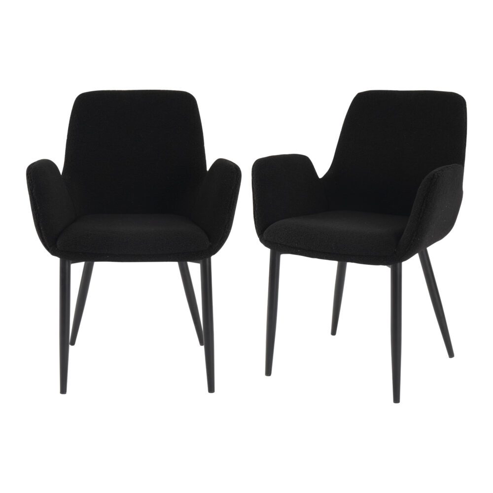 Black Teddy Upholstery Armchair Set with Metal Legs