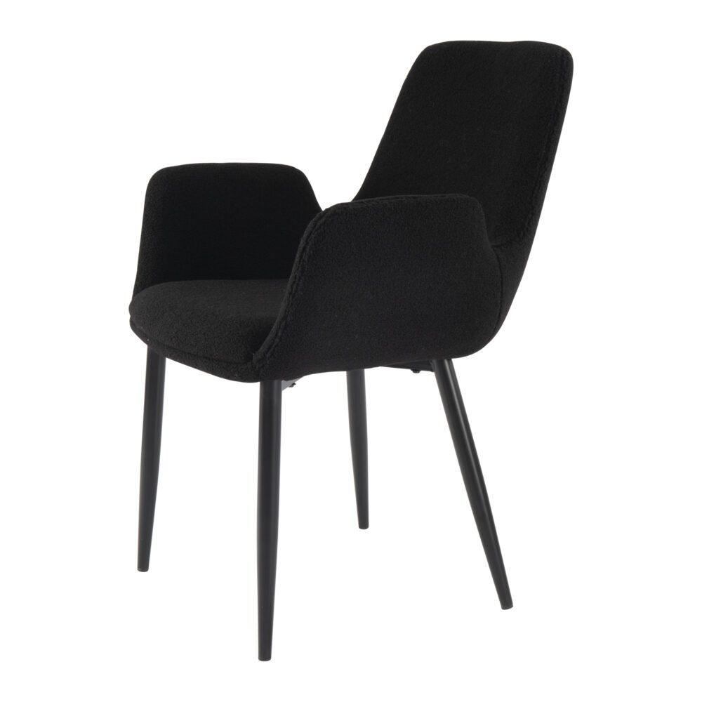 Black Teddy Upholstery Armchair Set with Metal Legs