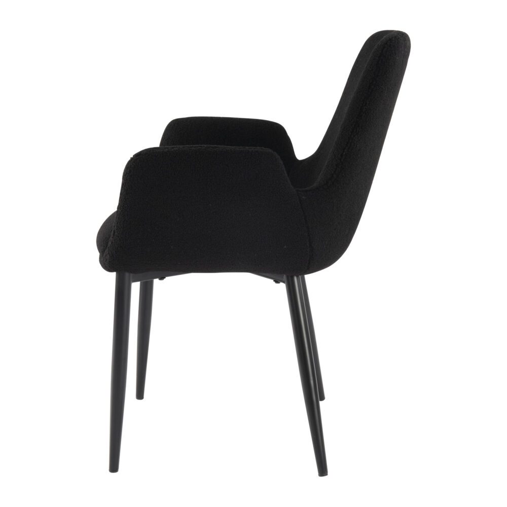 Black Teddy Upholstery Armchair Set with Metal Legs