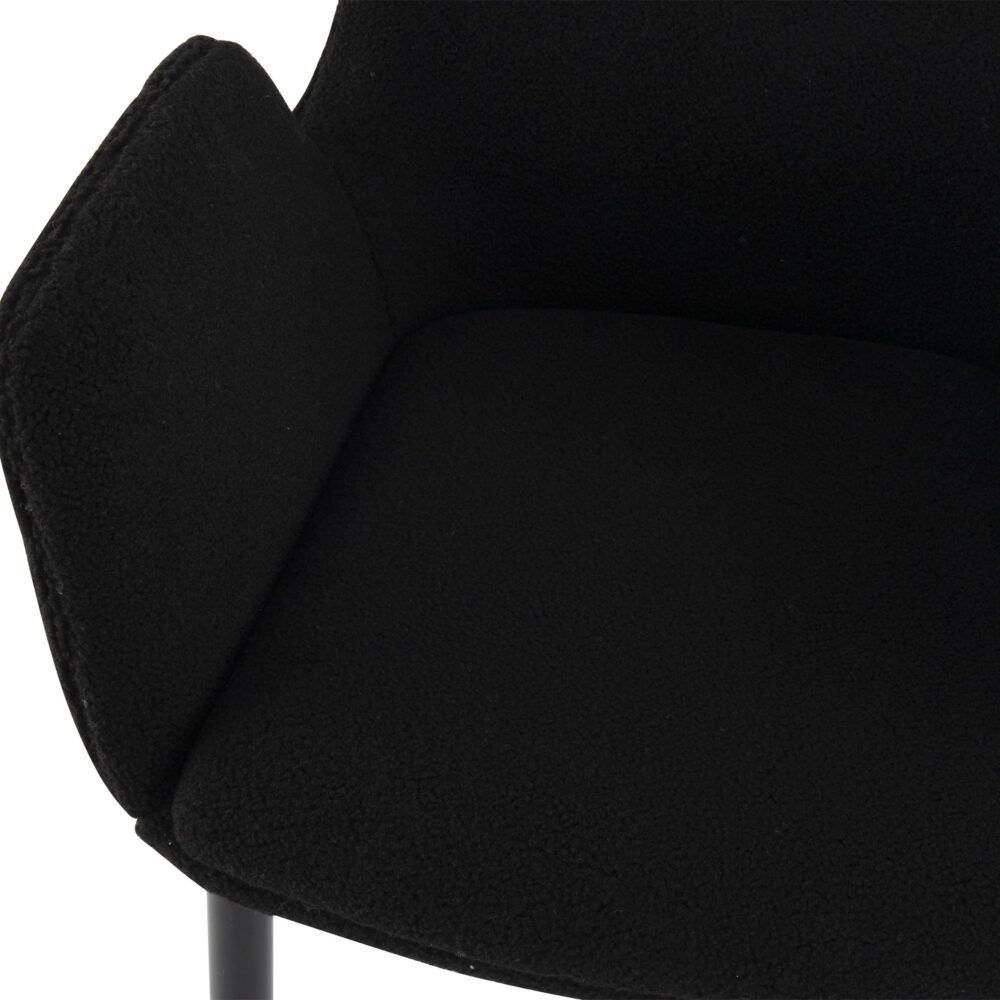 Black Teddy Upholstery Armchair Set with Metal Legs