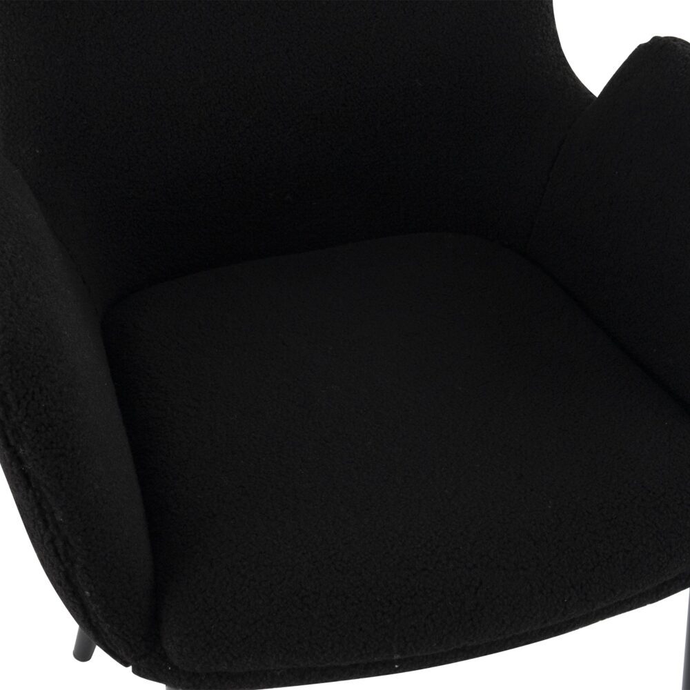 Black Teddy Upholstery Armchair Set with Metal Legs