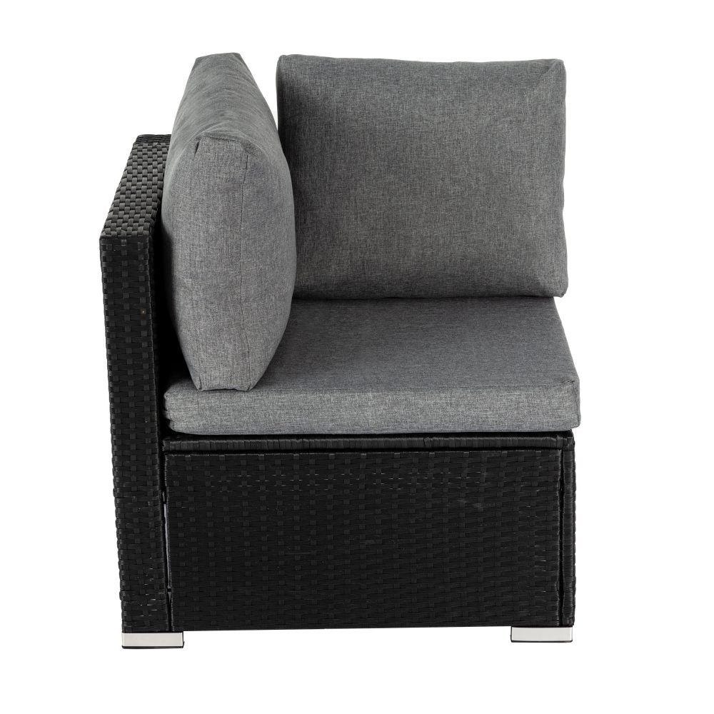 7PC Outdoor Wicker Loveseat Setting with Storage Corner Black