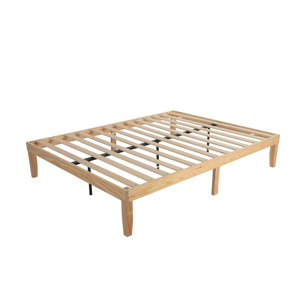 Durable Wood Bed Base Frame, 9-Leg, Storage Space – Double