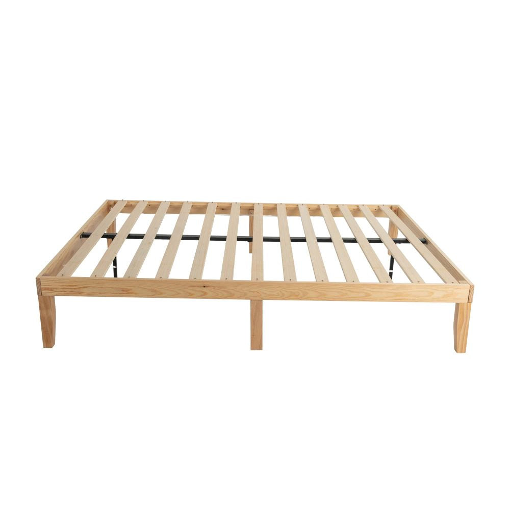 Durable Wood Bed Base Frame, 9-Leg, Storage Space – Double