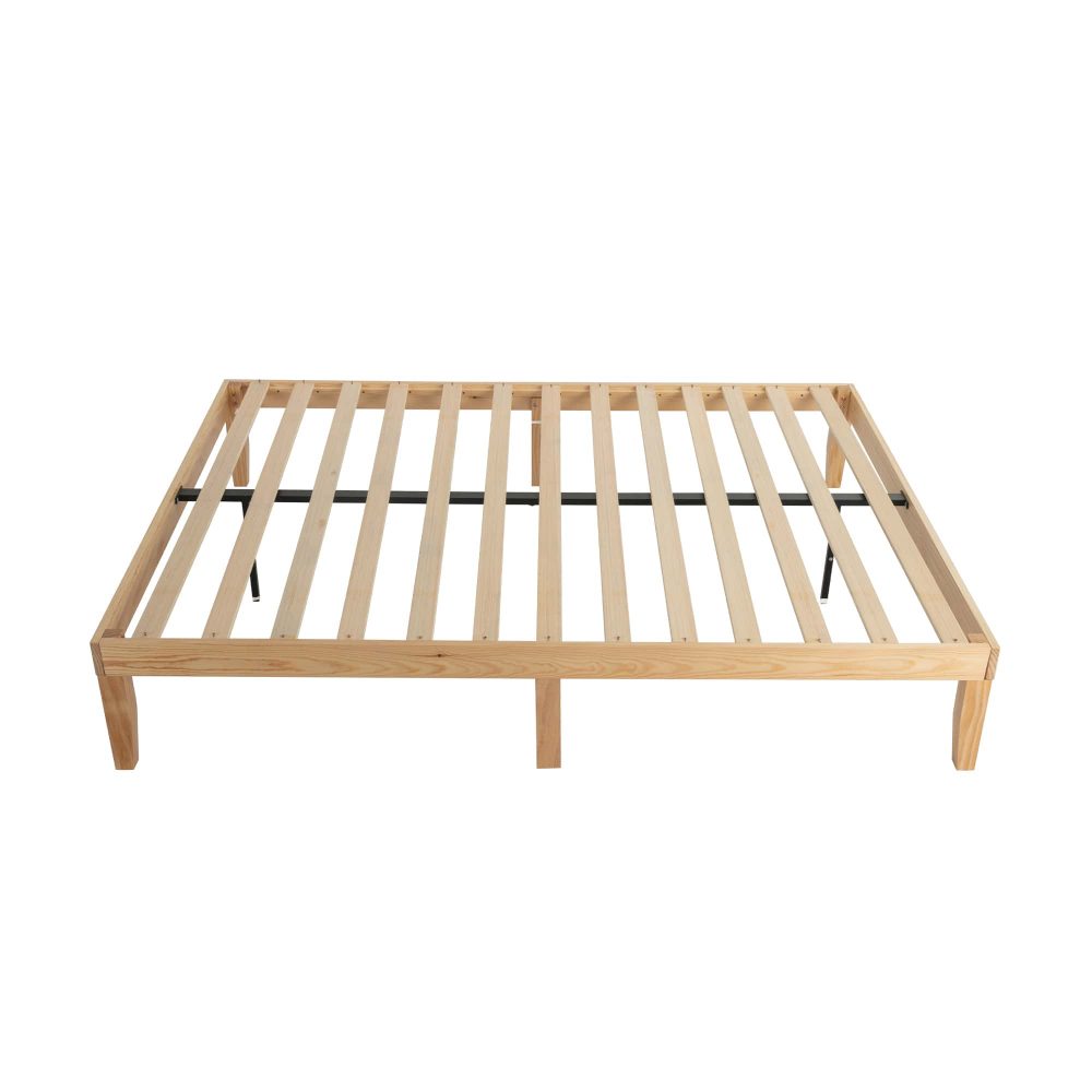 Durable Wood Bed Base Frame, 9-Leg, Storage Space – Double