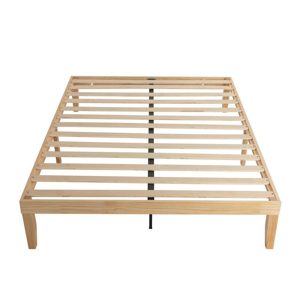 Durable Wood Bed Base Frame, 9-Leg, Storage Space – Double